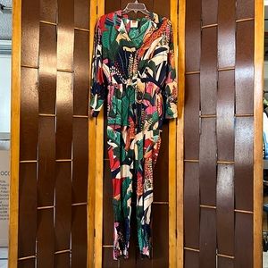 Farm Rio jumpsuit tropical print.